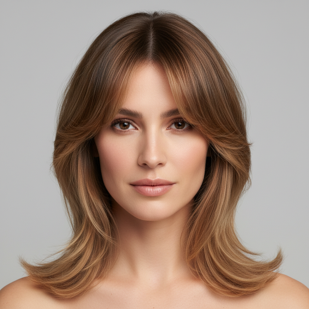 Face-framing en curtain bangs